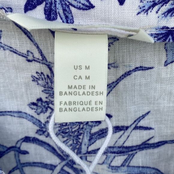 H&M Sz M 100% Linen Floral Wrap Top - Picture 6 of 8